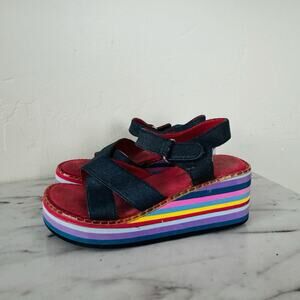 No Boundaries Y2K Multicolor Slingback Platform Sandal Girls Size 2